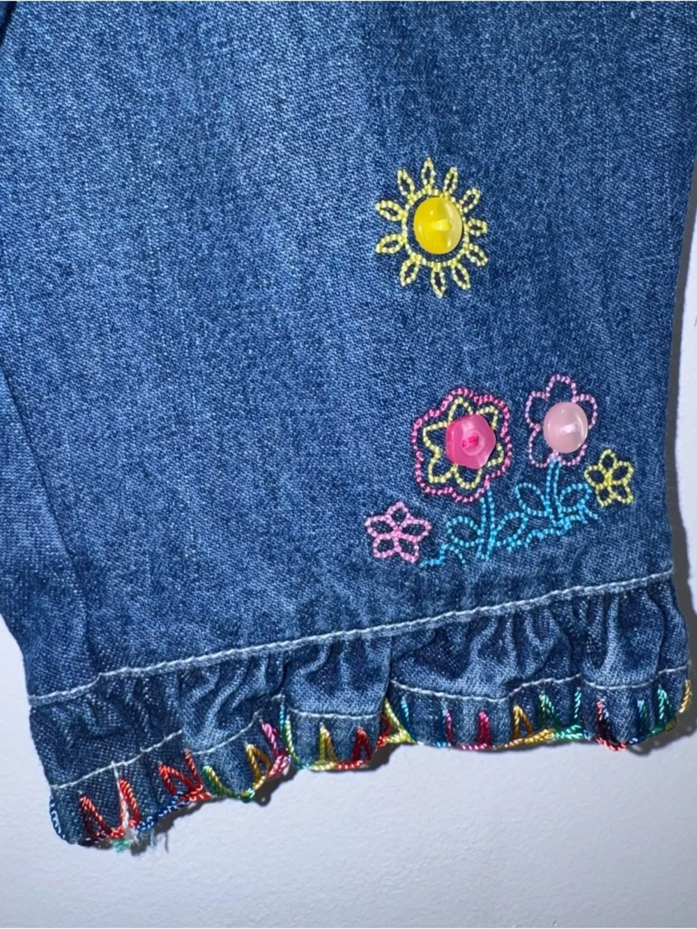 Vintage Sesame Street Baby Girl Outfit Set 3/6 6/9M Floral Onesie Denim Pants